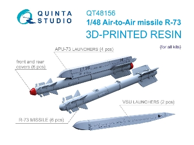 R-73 Air-to-air Missiles With Launchers -3d-printed (6 Pcs / For All Kits) - zdjęcie 1