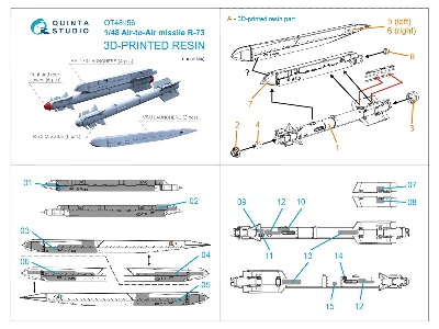 R-73 Air-to-air Missiles With Launchers -3d-printed (6 Pcs / For All Kits) - zdjęcie 6