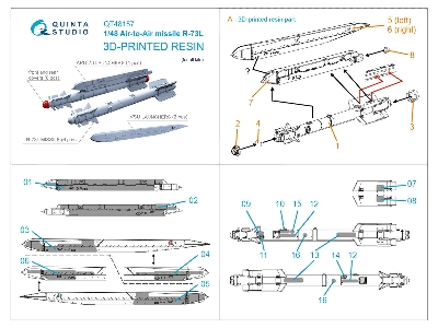 R-73l Air-to-air Missiles With Launchers - 3d-printed (6 Pcs / For All Kits) - zdjęcie 6