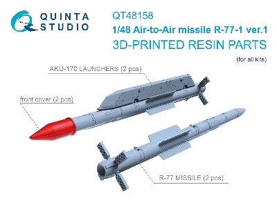 R-77-1 Ver.1  Air-to-air Missiles With Launchers - 3d-printed (2 Pcs / For All Kits) - zdjęcie 1