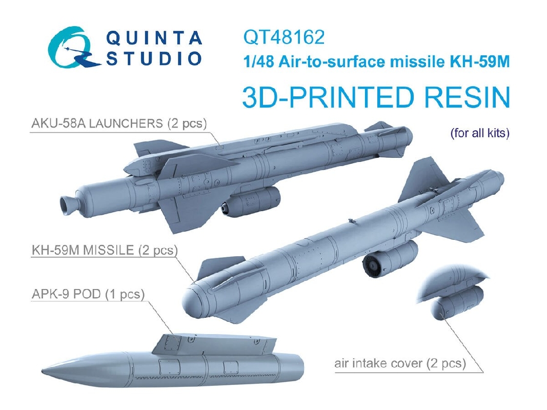 Kh-59М Air-to-surface Missiles With Launchers And Targeting Pod - 3d-printed (2 Pcs / For All Kits) - zdjęcie 1