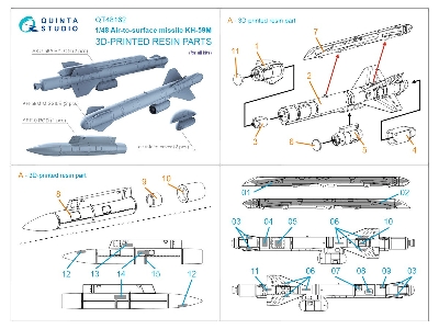 Kh-59М Air-to-surface Missiles With Launchers And Targeting Pod - 3d-printed (2 Pcs / For All Kits) - zdjęcie 7