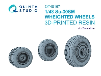 Sukhoi Su-30 Sm - Wheels Set With Weighted Tires (For Zvezda Kits / 3d-printed) - zdjęcie 1