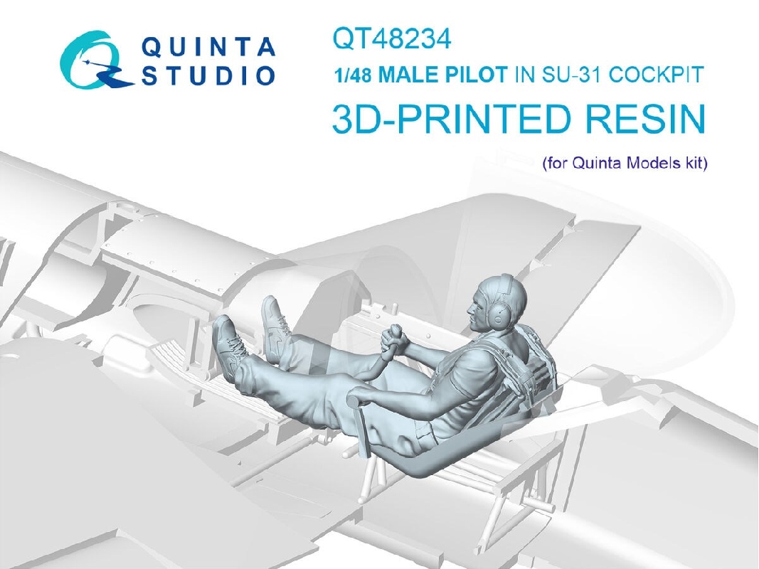 Male Pilot Sitting In Su-31 (1 Figure 3d-printed / For Quinta Models Kits) - zdjęcie 1