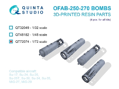 Ofab-250-270 Bombs - 3d-printed (4 Pcs / For All Kits) - zdjęcie 1