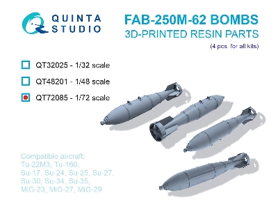 Fab-250 M-62 Bombs - 3d-printed (4 Pcs / For All Kits) - zdjęcie 1