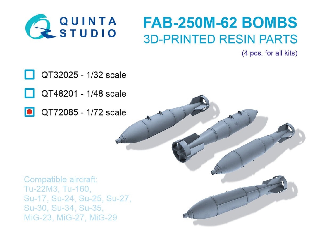 Fab-250 M-62 Bombs - 3d-printed (4 Pcs / For All Kits) - zdjęcie 1