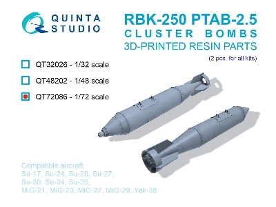 Rbk-250 Ptab-2.5М Cluster Bombs - 3d-printed (2 Pcs / For All Kits) - zdjęcie 1
