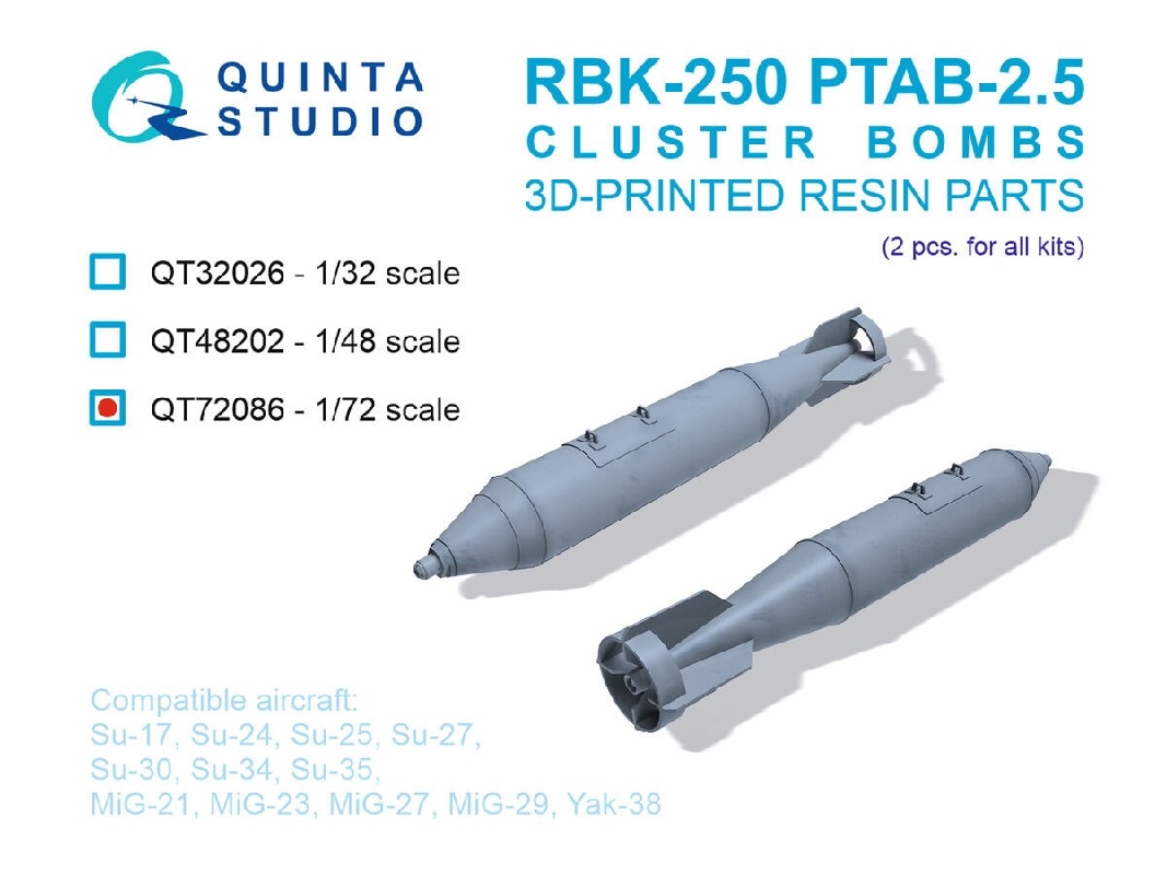 Rbk-250 Ptab-2.5М Cluster Bombs - 3d-printed (2 Pcs / For All Kits) - zdjęcie 1