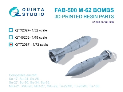 Fab-500 M-62 Bombs - 3d-printed (2 Pcs / For All Kits) - zdjęcie 1