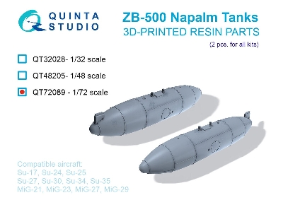 Zb-500 Napalm Tanks - 3d-printed (2 Pcs / For All Kits) - zdjęcie 1