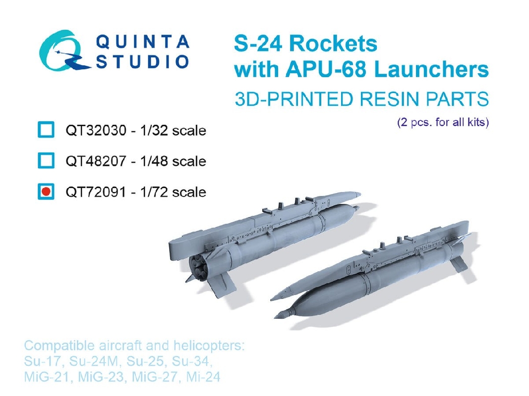 S-24 Rockets With Apu-68 Launchers - 3d-printed (2 Pcs / For All Kits) - zdjęcie 1