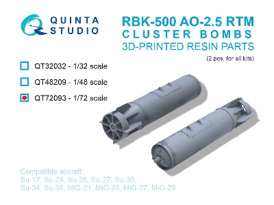 Rbk-500 Ao-2.5 Rtm Cluster Bombs - 3d-printed (2 Pcs / For All Kits) - zdjęcie 1
