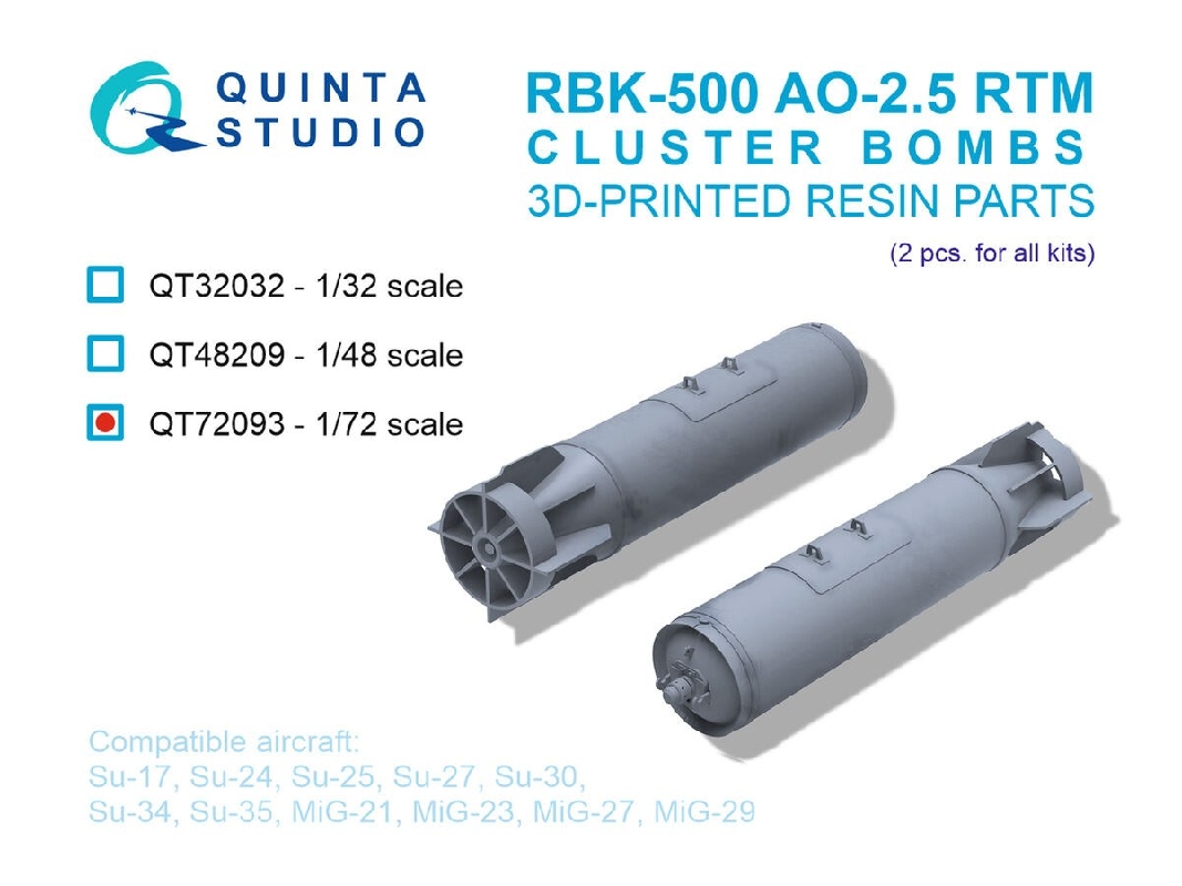 Rbk-500 Ao-2.5 Rtm Cluster Bombs - 3d-printed (2 Pcs / For All Kits) - zdjęcie 1