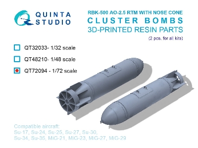 Rbk-500 Ao-2.5 Rtm Version With Nose Fairing - 3d-printed (2 Pcs / For All Kits) - zdjęcie 1