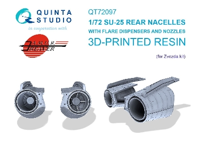 Sukhoi Su-25 - Rear Engine Nacelles With Flare Dispensers And Nozzles (For Zvezda Kits / 3d-printed) - zdjęcie 1