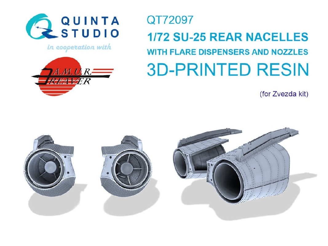 Sukhoi Su-25 - Rear Engine Nacelles With Flare Dispensers And Nozzles (For Zvezda Kits / 3d-printed) - zdjęcie 1