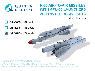 R-60 Air-to-air Missiles With Apu-60 Launchers (2 Pcs / 3d-printed) - zdjęcie 1