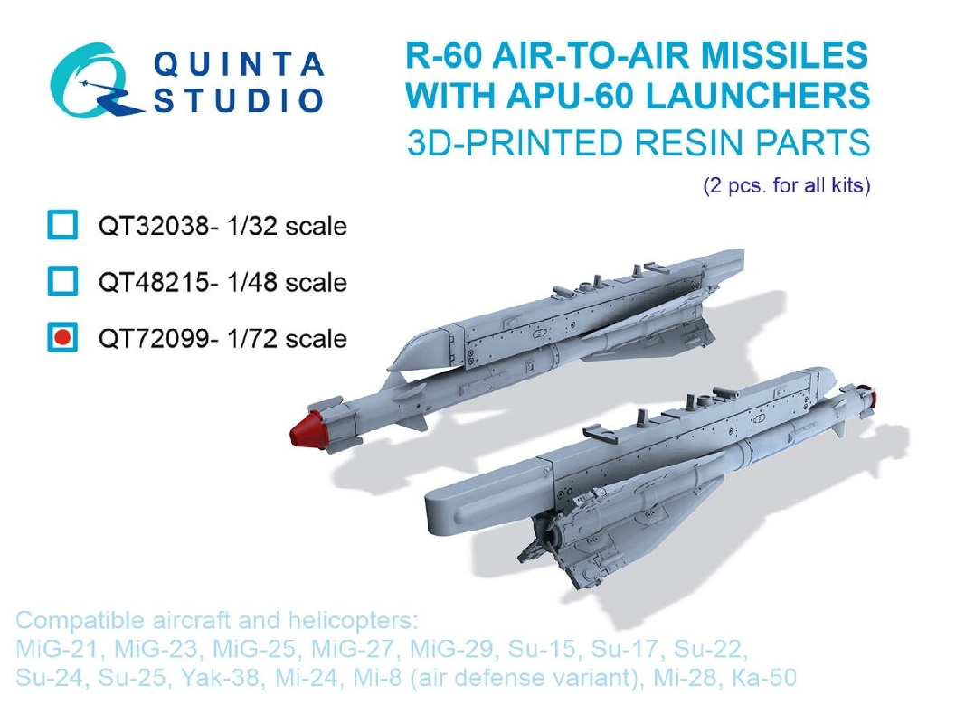 R-60 Air-to-air Missiles With Apu-60 Launchers (2 Pcs / 3d-printed) - zdjęcie 1