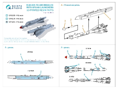 R-60 Air-to-air Missiles With Apu-60 Launchers (2 Pcs / 3d-printed) - zdjęcie 5