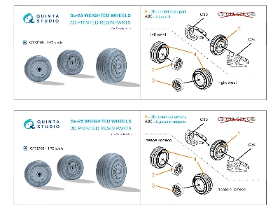 Sukhoi Su-25 - Wheighted Wheels (For Zvezda Kits / 3d-printed) - zdjęcie 4