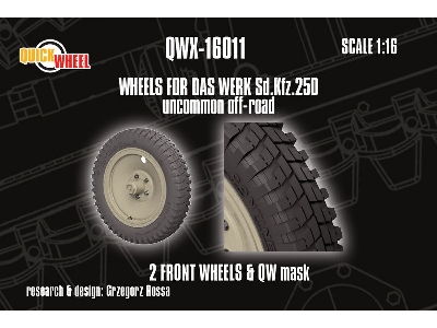 Sd.Kfz. 250 Uncommon Off-road 2 Front Wheels (For Das Werk Kits) - zdjęcie 1