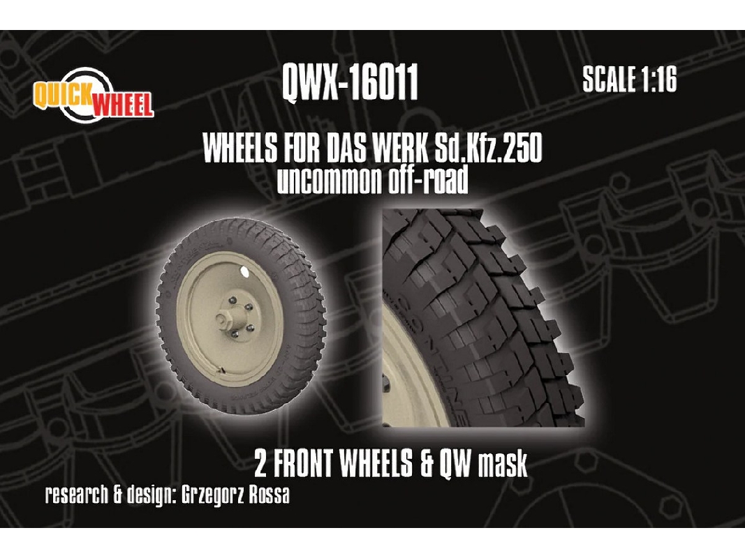 Sd.Kfz. 250 Uncommon Off-road 2 Front Wheels (For Das Werk Kits) - zdjęcie 1