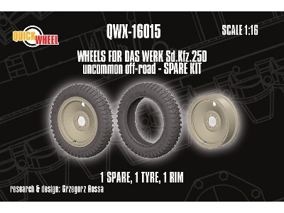 Sd.Kfz. 250 - Uncommon Off-road Spare Kit (For Das Werk Kits) 1 Spare, 1 Tyre, 1 Rim - Das Werk - zdjęcie 1