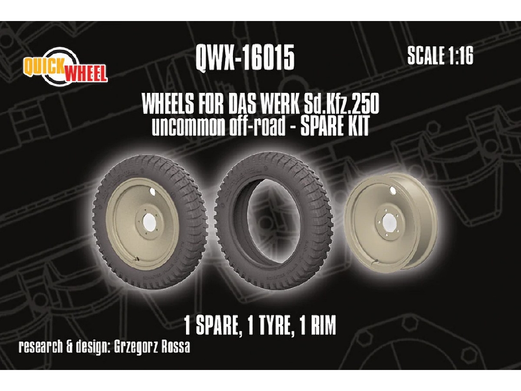 Sd.Kfz. 250 - Uncommon Off-road Spare Kit (For Das Werk Kits) 1 Spare, 1 Tyre, 1 Rim - Das Werk - zdjęcie 1