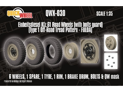 Einheitsdiesel Kfz. 61 - Road Wheels With Bolts Guard (Type 1 Off-road Tread Pattern - Fulda) - zdjęcie 1