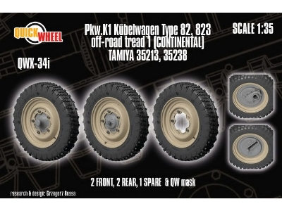 Pkw. K1 Kubelwagen Type 82 823 Off-road Tread 1 (Continental / For Tamiya Kits) - zdjęcie 1