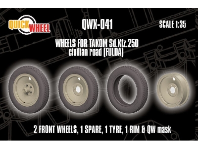 Sd.Kfz. 250 - Wheels Civilian Road (Fulda / For Takom Kits) - zdjęcie 1