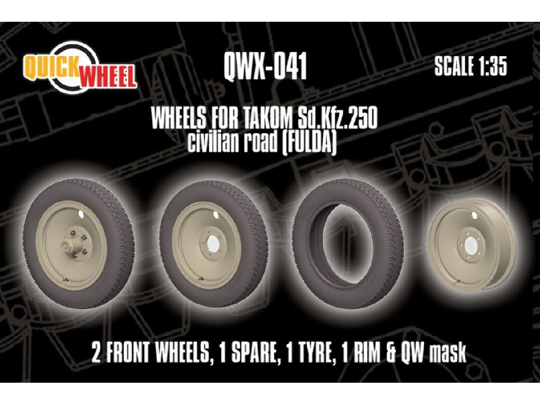 Sd.Kfz. 250 - Wheels Civilian Road (Fulda / For Takom Kits) - zdjęcie 1