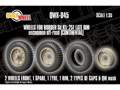 Sd.Kfz. 251 - Late Rim Wheels Uncommon Off-road (Continental / For Border Models Kits) - zdjęcie 1
