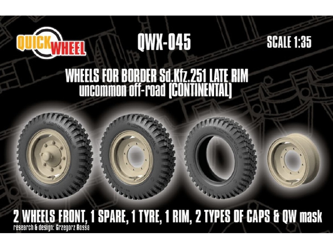Sd.Kfz. 251 - Late Rim Wheels Uncommon Off-road (Continental / For Border Models Kits) - zdjęcie 1