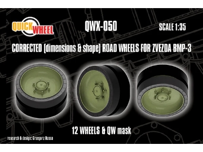 Bmp-3 - Corrected Road Wheels 12 Wheels & Qw Mask (For Zvezda Kits) - zdjęcie 1