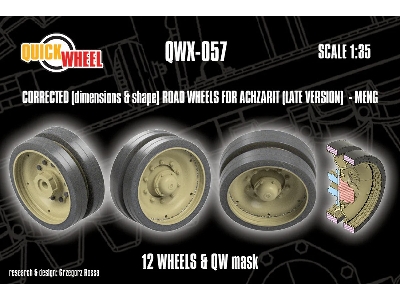 Achzarit (Late) - Corrected Road Wheels 12 Wheels & Qw Mask (For Meng Kits) - zdjęcie 1