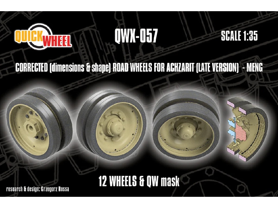 Achzarit (Late) - Corrected Road Wheels 12 Wheels & Qw Mask (For Meng Kits) - zdjęcie 1