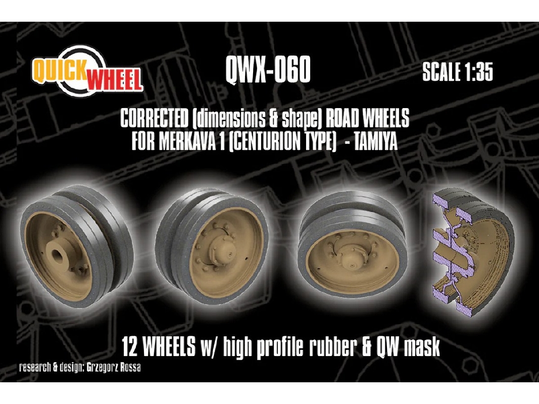 Merkava 1 (Centurion Type) - Corrected Road Wheels 12 Wheels & Qw Mask (For Tamiya Kits) - zdjęcie 1