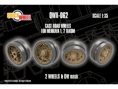 Merkava 1 / 2 - Cast Road Wheels - 2 Wheels & Qw Mask (For Takom Kits) - zdjęcie 1
