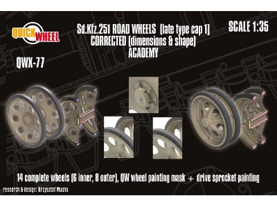 Sd.Kfz. 251 - Corrected Road Wheels (Late Type Cap 1) (For Academy Kits) - zdjęcie 1
