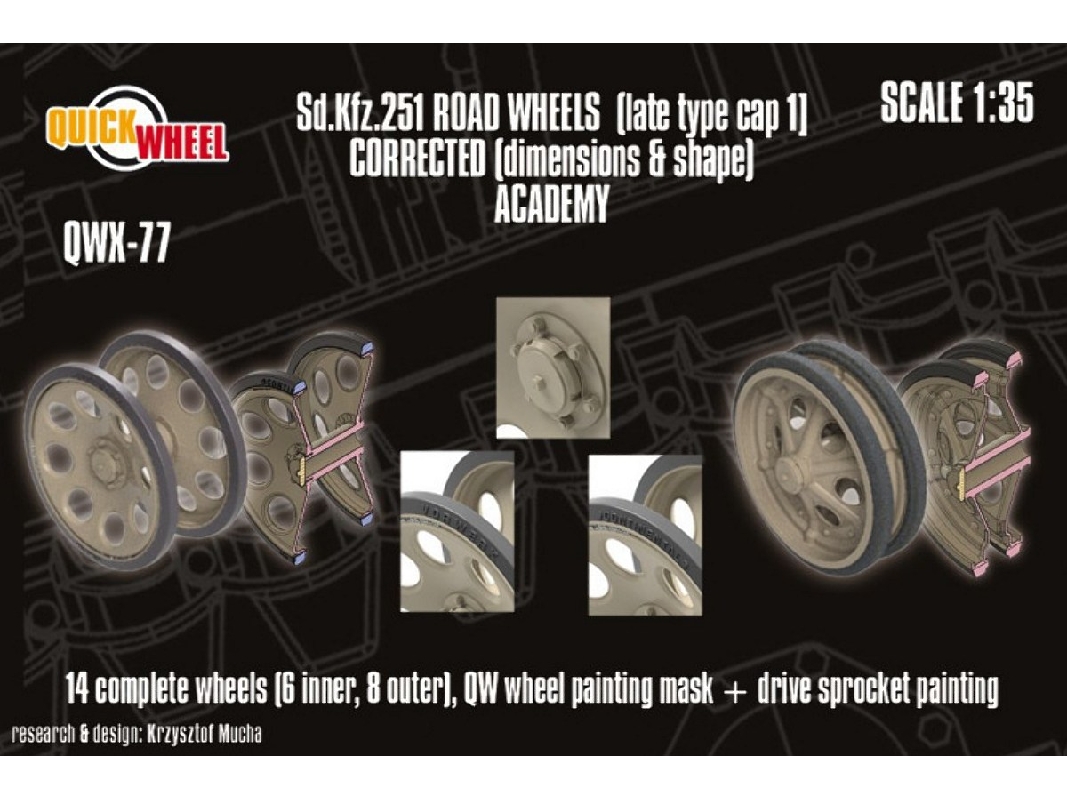 Sd.Kfz. 251 - Corrected Road Wheels (Late Type Cap 1) (For Academy Kits) - zdjęcie 1