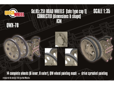 Sd.Kfz. 251 - Corrected Road Wheels (Late Type Cap 1) (For Icm Kits) - zdjęcie 1