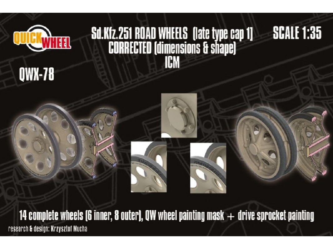 Sd.Kfz. 251 - Corrected Road Wheels (Late Type Cap 1) (For Icm Kits) - zdjęcie 1