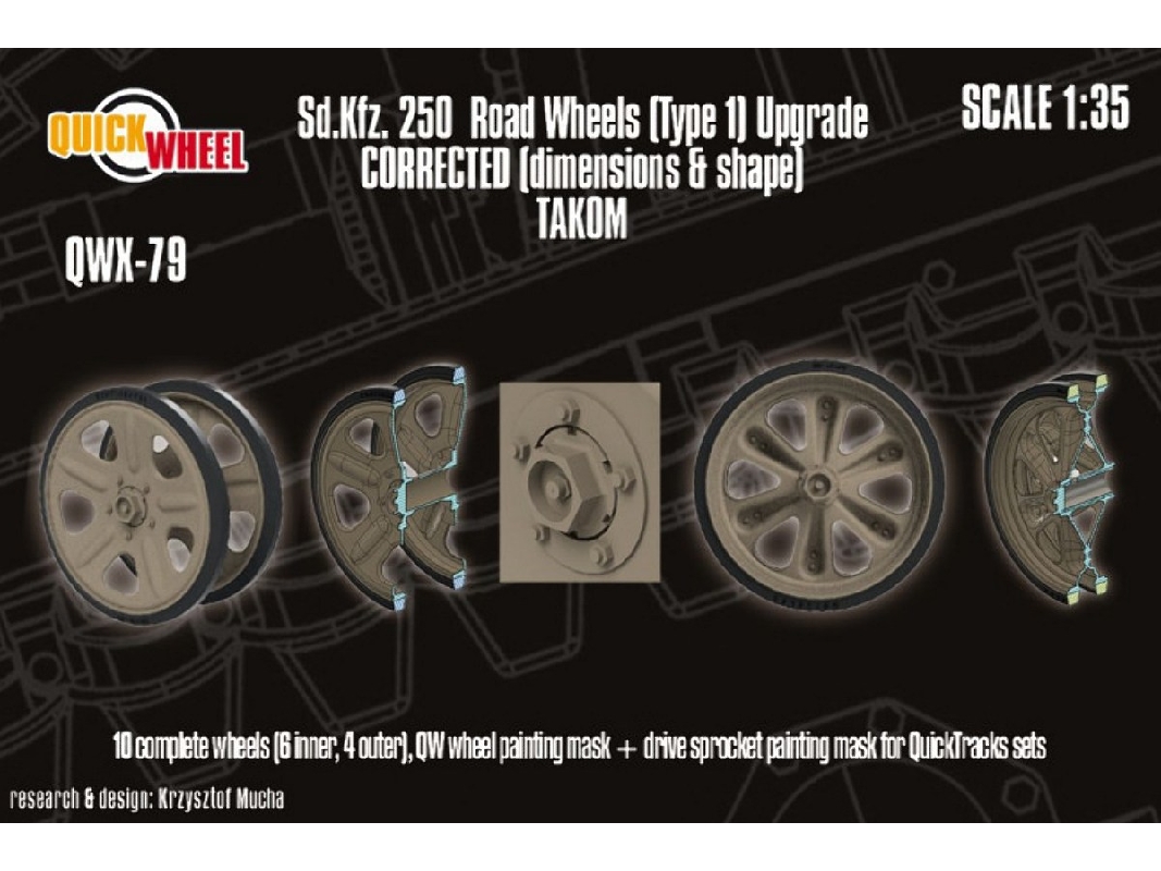 Sd.Kfz. 250 - Corrected Road Wheels (Type 1) (For Takom Kits) - zdjęcie 1