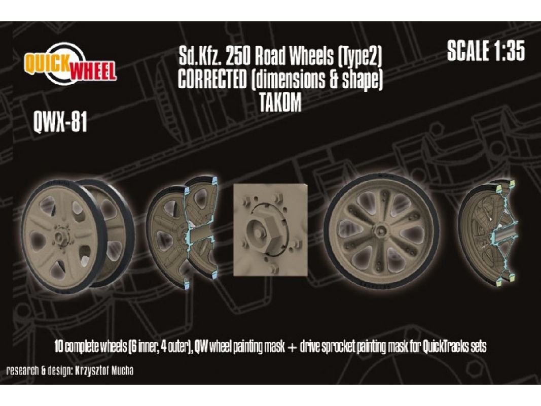 Sd.Kfz. 250 - Corrected Road Wheels (Type 2) (For Takom Kits) - zdjęcie 1