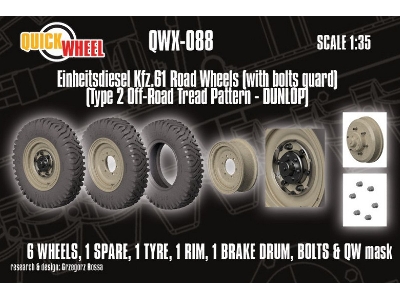 Einheitsdiesel Kfz. 61 - Road Wheels With Bolts Guard  (Type 2 Off-road Tread Pattern Dunlop) - zdjęcie 1