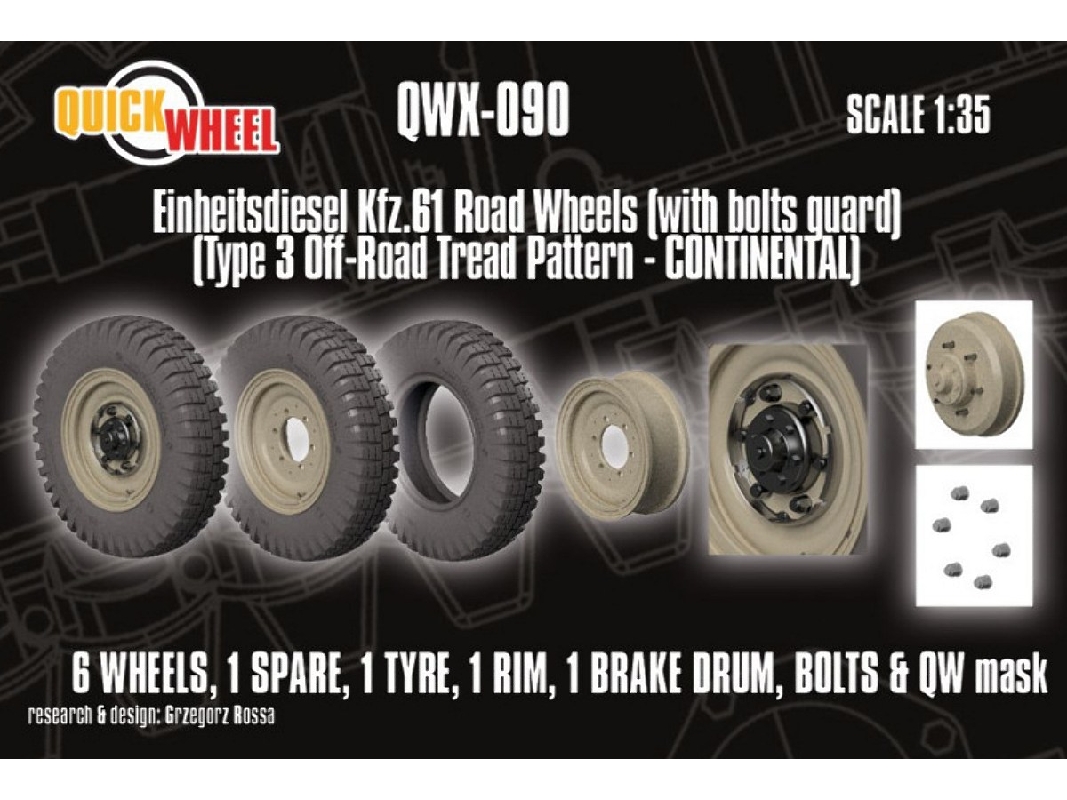 Einheitsdiesel Kfz. 61 - Road Wheels With Bolts Guard (Type 3 Off-road Tread Pattern Continental) - zdjęcie 1