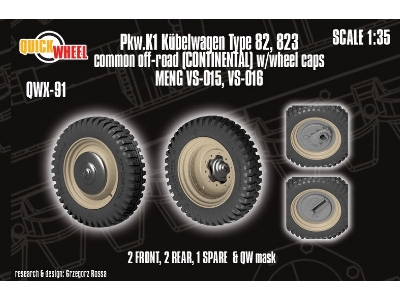 Pkw. K1 Kubelwagen Type 82 - 823 Common Off-road (Continental) W/ Wheel Caps (For Meng Kits) - zdjęcie 1
