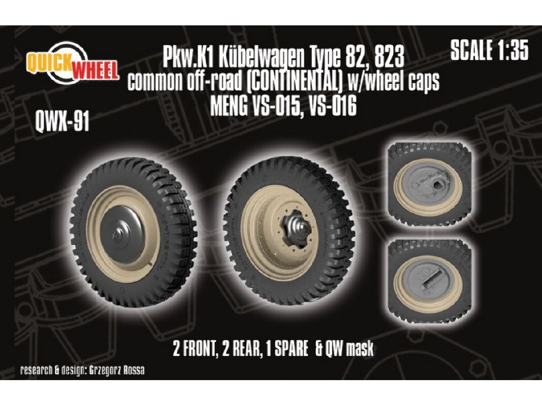 Pkw. K1 Kubelwagen Type 82 - 823 Common Off-road (Continental) W/ Wheel Caps (For Meng Kits) - zdjęcie 1